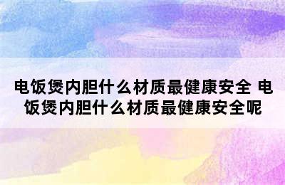 电饭煲内胆什么材质最健康安全 电饭煲内胆什么材质最健康安全呢